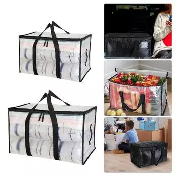 Прозрачная сумка для переезда большой емкости, портативная ручка на молнии, сверхмощное складное многофункциональное одеяло, органайзер для хранения одежды, сумка для путешествий L
