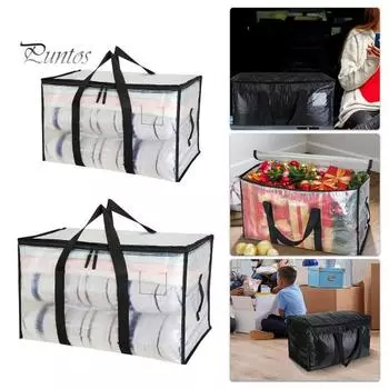Прозрачная сумка для переезда большой емкости, портативная ручка на молнии, сверхмощное складное многофункциональное одеяло, органайзер для хранения одежды, сумка для путешествий L