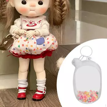 Прозрачная сумка для показа фигурок, мини-кукла для хранения на молнии, портативный чехол 12x7,5x18 см с крошечными фигурками black with ball