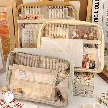 Прозрачная сумка для ручек, школьная сумка, пенал, новый прозрачный пенал для женщин