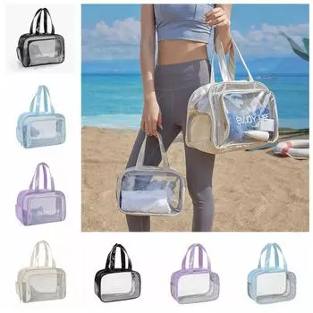 Прозрачная сумка из ПВХ для сухого и влажного разделения, пляжная сумка большой емкости, сумка для хранения для плавания, пикника S фиолетовый