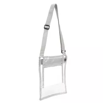 Прозрачная сумка-мессенджер с регулируемым плечевым ремнем и внутренним карманом для спортивных мероприятий, серая