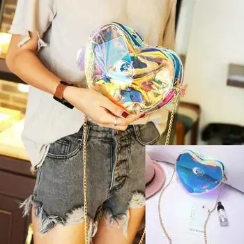 Прозрачная сумка на одно плечо Ma am Laser Messenger Bag женские сумки конфетного цвета в форме сердца для девочек-подростков синий