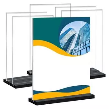 Прозрачная вертикальная подставка для вывески, высокая стабильность, легкая вставка, акриловая настольная подставка для свадебной вечеринки, двухсторонняя прозрачная вывеска