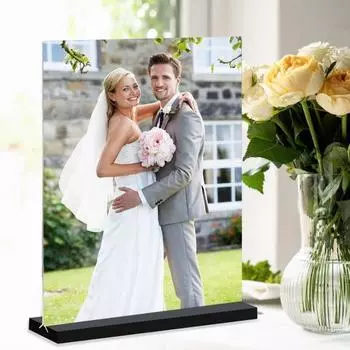 Прозрачная вертикальная подставка для вывески, высокая стабильность, легкая вставка, акриловая настольная подставка для свадебной вечеринки, двухсторонний прозрачный держатель вывески 8.5inch
