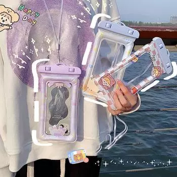 Прозрачная водонепроницаемая сумка для мобильного телефона, сумка для хранения мобильного телефона для плавания на открытом воздухе, водонепроницаемый чехол для мобильного телефона с сенсорным экраном для плавания и дайвинга One Size жёлтый