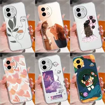 Прозрачная задняя крышка для Vivo Y100 (ИДН) Мягкий силиконовый чехол для телефона V40 Lite Y200E Y28 Y38 V30e, популярный симпатичный пилотный узор, устойчивый к падениям Vivo Y38 5G