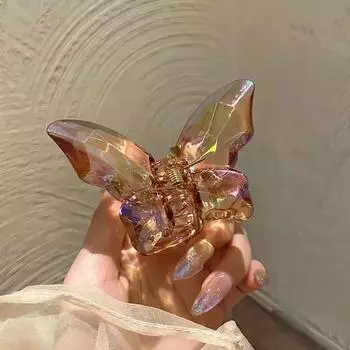 Прозрачная заколка-бабочка для волос женская летняя хрустальная русалочка ослепительная цветная заколка заколка-акула на затылке E