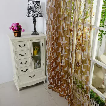 Прозрачная занавеска из листвы, тюль, вуаль, занавеска, балдахин, 1 панель, ткань