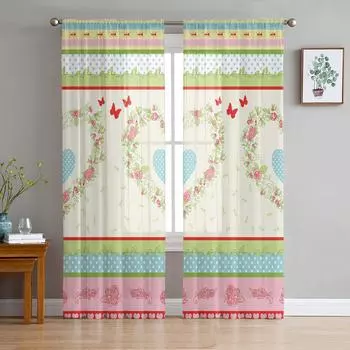 Прозрачная занавеска с текстурой бабочки и цветами для гостиной, спальни, вуаль, драпировка, кухонное окно, тюлевые шторы, предметы первой необходимости 1 PCS W100XH250cm