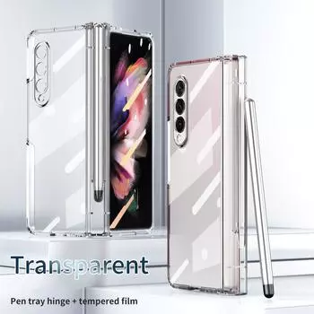 Прозрачная защитная пленка для экрана, чехол для Samsung Galaxy Z Fold 3 Fold3 Fold2 Fold 2 5g S, держатель для ручек, складной чехол for Galaxy Z Fold 3 розового золота