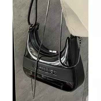 Прозрачная желейная сумка весна-лето модная текстура дизайн Sense Niche цепочка сумка через плечо чёрный