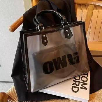 Прозрачная желейная сумка женская большая вместительная летняя универсальная сумка через плечо 2024 года с текстурированной сумкой-тоут для детей и мам прозрачный