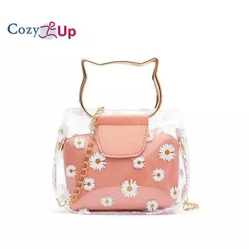 Прозрачная желеобразная сумка Cozy Up Daisy для матери и ребенка, ручная женская сумка на одно плечо с диагональной перекладиной 18x15x7cm красный