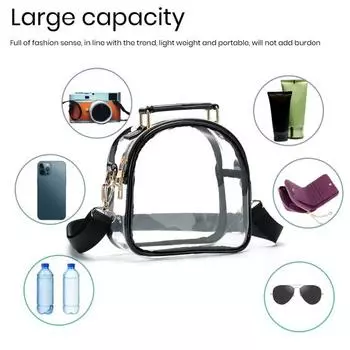 Прозрачная женская сумка через плечо, водонепроницаемая удивительная прозрачная сумка-мессенджер с верхней ручкой чёрный