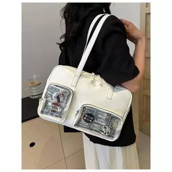 Прозрачная женская сумка из ПВХ, японский кампусный стиль, свежий и сладкий значок, новая модная сумка через плечо для известного в Интернете студента, сумочка