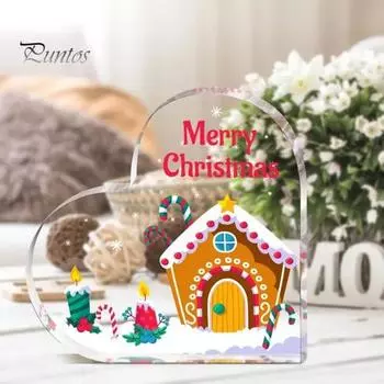 Прозрачное акриловое сердце, рождественское украшение, рождественский Санта-Клаус, снеговик, лось, подарочная коробка, щенок, письмо, сердце, домашний офис, настольное украшение 3