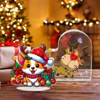 Прозрачное акриловое сердце, рождественское украшение, рождественский Санта-Клаус, снеговик, лось, подарочная коробка, щенок, письмо, сердце, домашний офис, настольное украшение 3