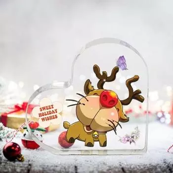 Прозрачное акриловое сердце, рождественское украшение, рождественский Санта-Клаус, снеговик, лось, подарочная коробка, щенок, письмо, сердце, домашний офис, настольное украшение 5