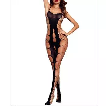 Прозрачное боди в сеточку с открытой промежностью, женский комбинезон, прозрачные чулки, сексуальное женское белье, кружевная сетчатая одежда до бедра, женская одежда S