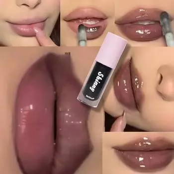 Прозрачное черное масло для губ с водой. Глянцевый зеркальный хайлайтер. Блеск для губ. Увлажняющий и питательный. Прозрачный черный сахарный цвет.