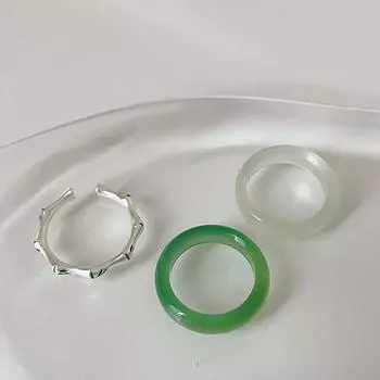 Прозрачное кольцо из бамбука и халцедона, женское нишевое ретро-персонализированное простое универсальное модное кольцо