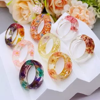 Прозрачное кольцо из смолы с настоящими цветами, уникальный ежедневный аксессуар для женщин кольца для женщин