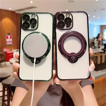 Прозрачное кольцо с противоскользящим покрытием для чехла для телефона Magsafe для iPhone 15 14 13 12 11 Pro Max X XR XS Max 7 8 Plus 8plus Прозрачная мягкая силиконовая задняя крышка For iPhone 8 Plus чёрный