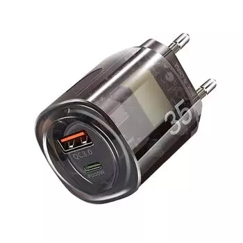 Прозрачное механическое зарядное устройство USB PD 35 Вт, быстрая зарядка Quick Charge 3.0, быстрое настенное зарядное устройство, питание для мобильного телефона для IPhone Samsung, вилка Xiaomi Huawei EU Plug прозрачный черный