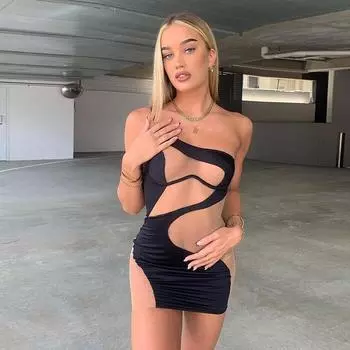 Прозрачное мини-платье из сетки с вырезами, летние платья с открытой спиной для вечеринок и клубов, короткие узкие бедра с ремешками, черные SL S чёрный