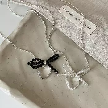 Прозрачное ожерелье с жемчугом Love Bow, женское, простое, индивидуальное, с высоким чувством моды, темпераментное, универсальное, цепочка на шею, цепочка на ключицу