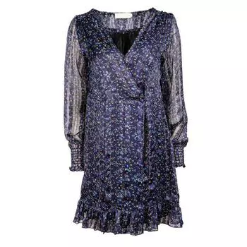 Прозрачное платье средней длины с рюшами и цветочным принтом темно-синего цвета для женщин LA PETITE ETOILE L темно-синий