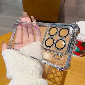 Прозрачное покрытие Xiaomi 15PRO Чехол Мягкий силиконовый противоударный чехол для телефона Xiaomi 14t 13 Pro 14 Полная защитная пленка для объектива Shell Xiaomi 14 чёрный