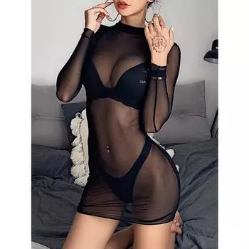 Прозрачное прозрачное платье с вырезом, женское сексуальное облегающее клубное платье с вырезом для вечеринок, тонкие эластичные однотонные мини-платья S