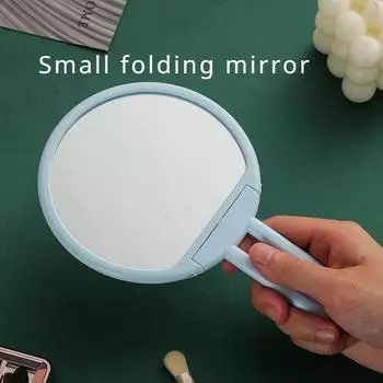 Прозрачное складное ручное зеркало для макияжа, туалетное зеркало, студенческое настольное портативное общежитие для девочек, удобное косметическое зеркало roundness синий
