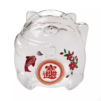 Прозрачное стекло Lucky Cat Копилка с деньгами, украшение для рабочего стола, горшок для экономии денег Fortune