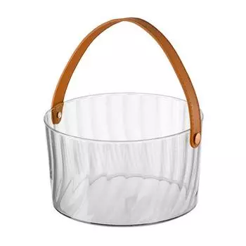 Прозрачное ведро для льда, охладитель коктейльных бокалов с ручкой из искусственной кожи, пластиковое ведро для льда, емкость для напитков для вечеринок, посиделок, свадеб, баров Round