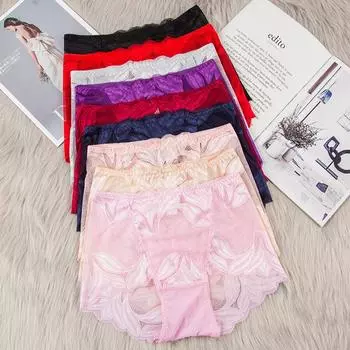 Прозрачное женское сексуальное кружевное нижнее белье со средней талией, женские дышащие удобные трусики-треугольники для поднятия бедер M красный