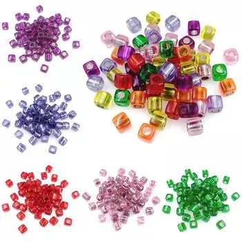 Прозрачные акриловые бусины DIY Ювелирные аксессуары Кубические бусины Модный материал 20 шт. Ручная работа 8 мм Квадрат для изготовления ожерелья, браслета Круглый угол оранжевый