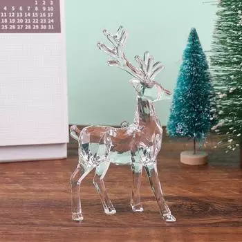 Прозрачные акриловые фигурки рождественских оленей, рождественская елка, украшение для рабочего стола, скульптура оленя, украшение для дома и офиса