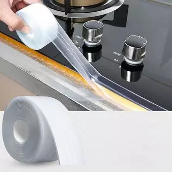 Прозрачные акриловые одинарные водонепроницаемые наклейки для кухни и ванной комнаты от плесени, красивые наклейки для раковины(3.2м * 3.8cm)