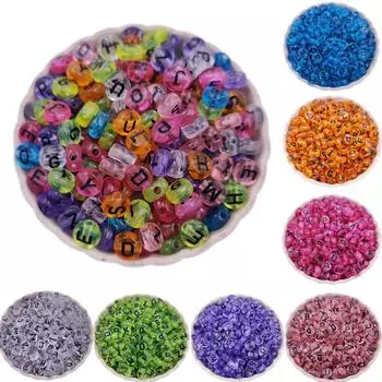 Прозрачные акриловые плоские бусины со смешанными буквами, свободные бусины с алфавитом для самостоятельного изготовления ювелирных изделий, ожерелье, браслет, аксессуары ручной работы фиолетовый