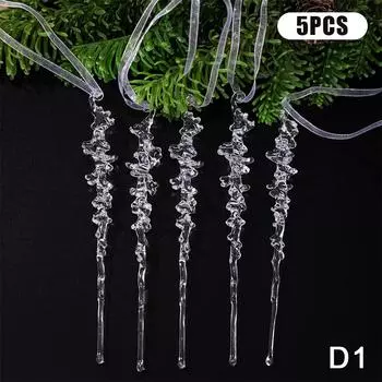Прозрачные акриловые рождественские украшения для елки, рождественские подвесные украшения, подвесной декор в виде снежинки и сосульки, украшения для новогодней вечеринки C7