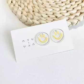 Прозрачные акриловые серьги с улыбкой на лице для женщин и девочек, праздничные ювелирные изделия, подарки, милые серьги