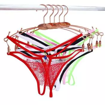 Прозрачные эротические трусики-стринги с кружевом и цветочным принтом