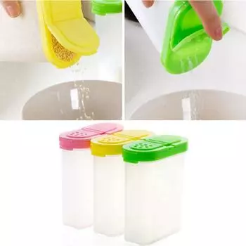 Прозрачные банки для специй. Прозрачные банки для специй. Кухонная коробка для хранения приправ с двойной крышкой. жёлтый