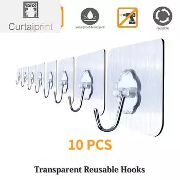 Прозрачные бесшовные крючки, водонепроницаемые и маслостойкие, выдерживающие нагрузку 10 кг, металлические настенные крючки для домашнего декора, держатели, полки, ванная комната, кухня, тяжелые