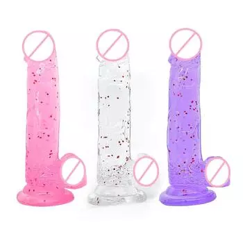 Прозрачные блестки Кристалл Цвет Имитация Большого Пениса Женское Устройство Мастурбации Товары Для Взрослых Искусственная Вагина Transparent S No.