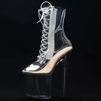 Прозрачные ботильоны на высоком каблуке 8 дюймов, экзотические туфли для стриптиза на платформе для танцев на пилоне, размер 36-43 36 чистый