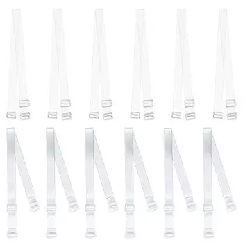 Прозрачные бретели для бюстгальтера, 6 пар, прозрачные силиконовые бретели для бюстгальтера, регулируемые, невидимые, сменная стальная пряжка, прозрачная [RICISUNG] 1,2 см